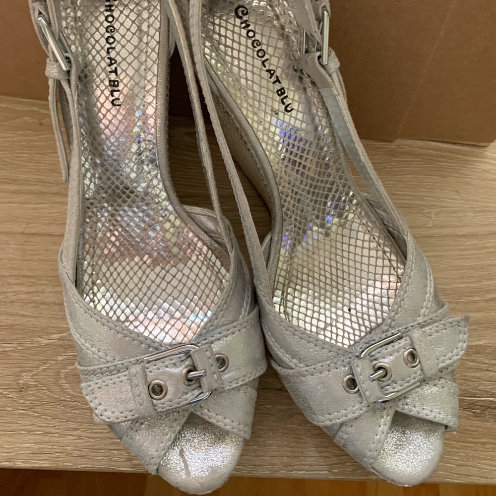 Silver platform wedges